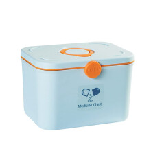 Small White First Aid Box with Compartments, Durable Medicine Storage Organizer, Blue L Closure
