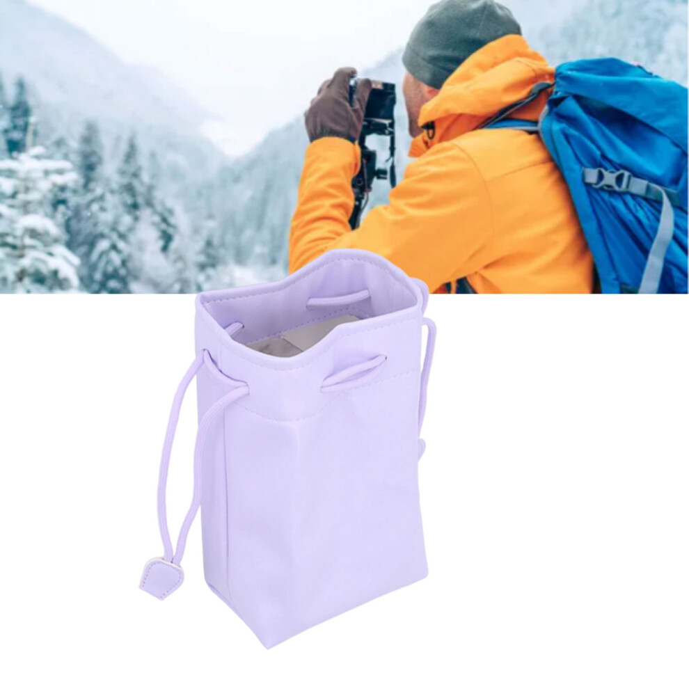 Pu Leather Drawstring Camera Pouch Waterproof Organizer 11.5X7.5x19.5cm Purple 8091388803163