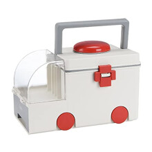 Large TwoLayer Medicine Storage Box with CarShaped Design for Home and Travel, Gray