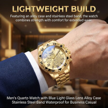 (A) Men\'s Quartz Watch - Blue Lens, Alloy Case, Waterproof