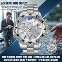 (D) Men\'s Quartz Watch - Blue Lens, Alloy Case, Waterproof