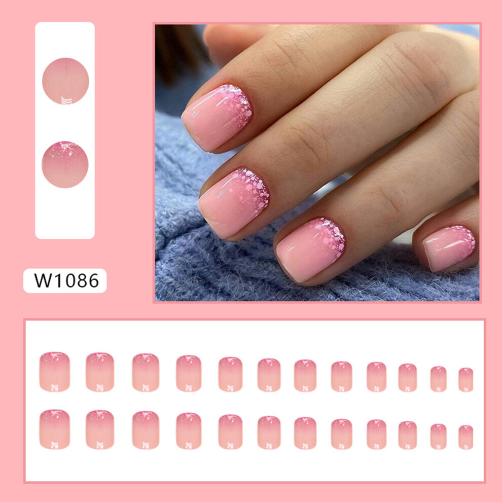 Dachuang Beauty Pink (Standard) Glossy Fake Nails, Reusable & Long Lasting