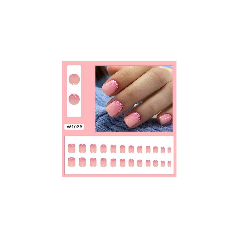 Dachuang Beauty Pink (Jelly Glue Model) Glossy Fake Nails, Reusable & Long Lasting