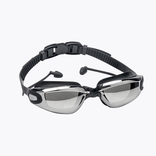 (Black) Silicone Waterproof Swimming Goggles for Adults