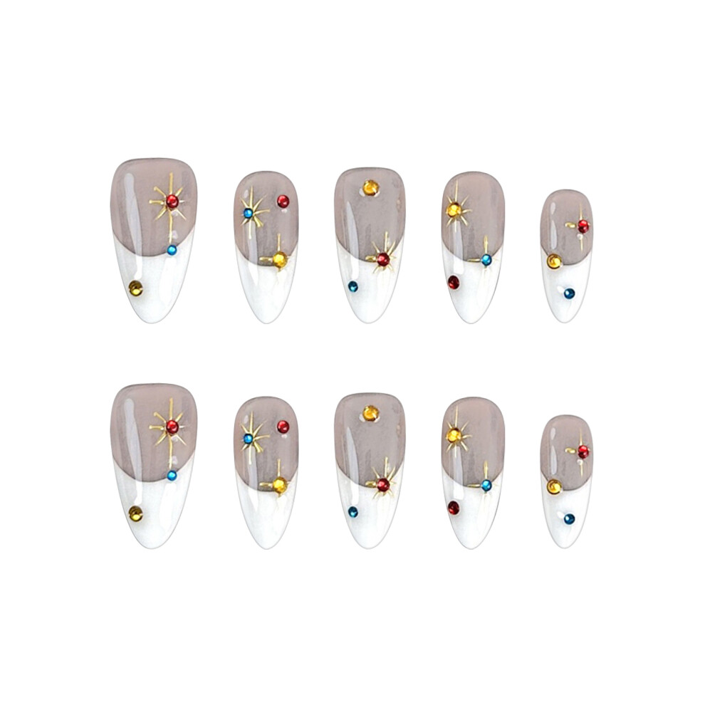 Dachuang Beauty (L) Glossy Rhinestone False Nails For Beginners & Bloggers