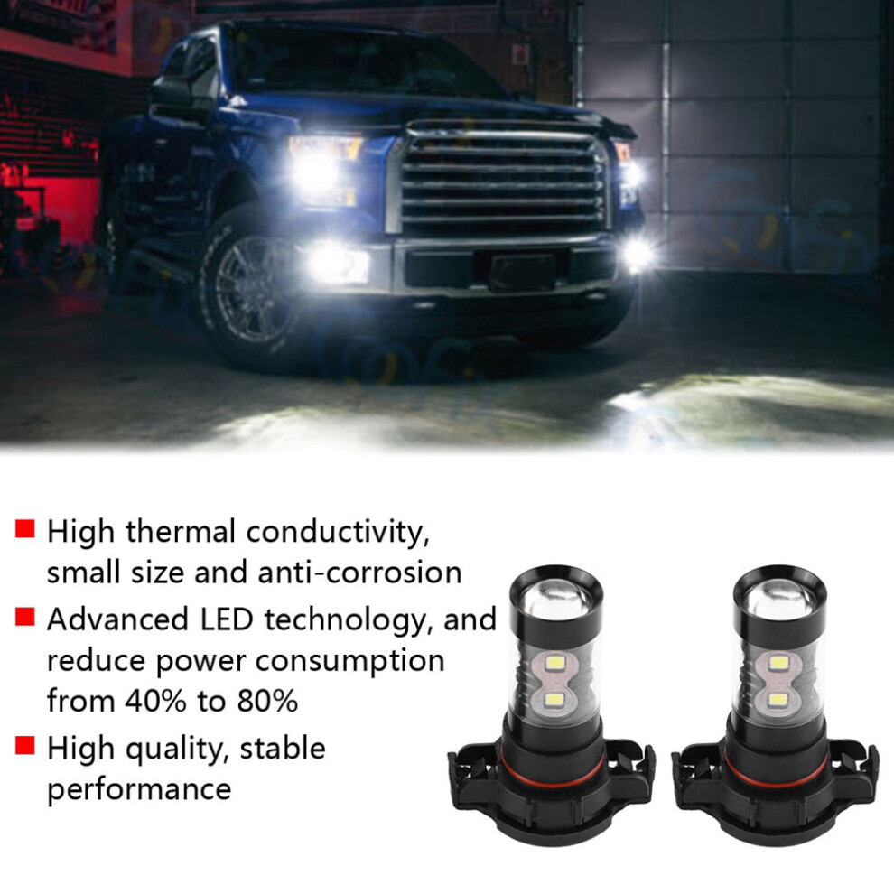 2 Pcs H16 12V-24V 50W Bright Led Fog Daytime Bulbs, 6500K Light 7641388802195