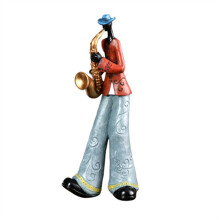 Jazzbandspelare Statyetter Vintage Musiker Figur Resin Statyer Desktop Ornament Retro Skulptur Hem Inomhusdekor D