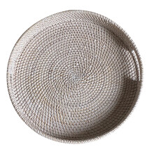 (White, 36cm) Handwoven Rattan Fruit Basket Kitchen Decor