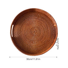 (Brown, 30cm) Handwoven Rattan Fruit Basket Kitchen Decor