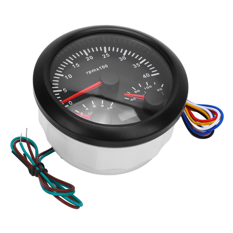 3 In 1 Electrical Tachometer Oil Temp Water Gauge 3 3/8In 4000Rpm 0-10Bar Black 7671388808705