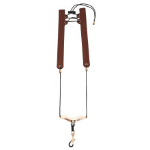 Coffee Adjustable Saxophone Shoulder Strap with Neck Holder, Leather, Metal Buckle, Neck Relief