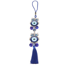 Blue Eye Owl Ornament - Good Luck, Wealth Amulet, Car & Home Decor
