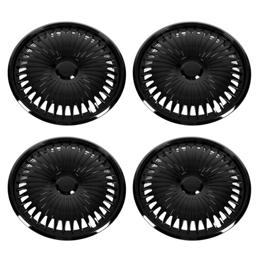 16in Black Hub Caps 4 Pack Rim Protector