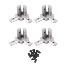 3-Way End Corner Bracket Connector for T slot Aluminum Extrusion Profile 2020 series (Pack of 4, with screws)