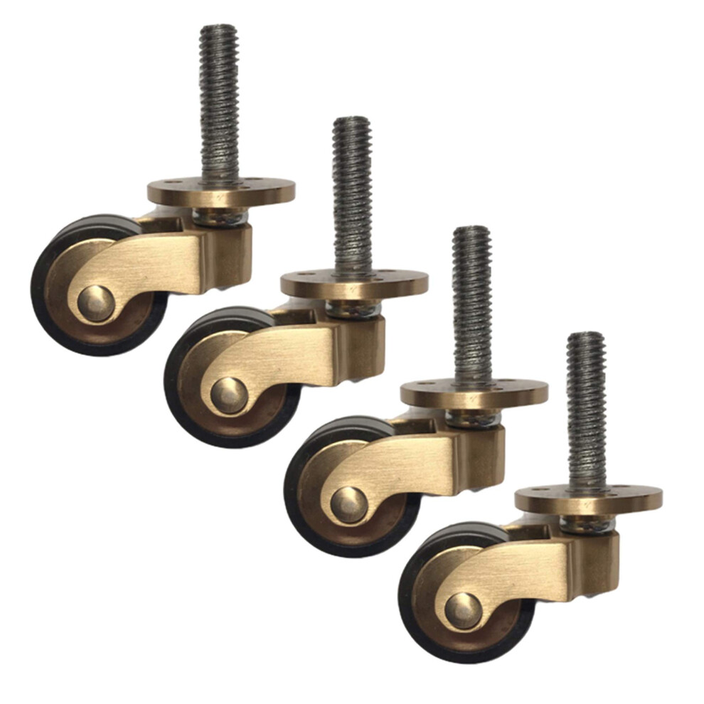 1 Inch Antique Brass Furniture Casters, Solid Brass Swivel Wheels With Threaded Rod, 360 Rotation, Quiet Rollers For Chairs 9169991388519