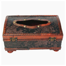 DecoracióN de Soporte de Caja de PañUelos de Papel de Madera de PatróN de Anillo de Cobre Retro Vintage Nuevo: Rojo Retro