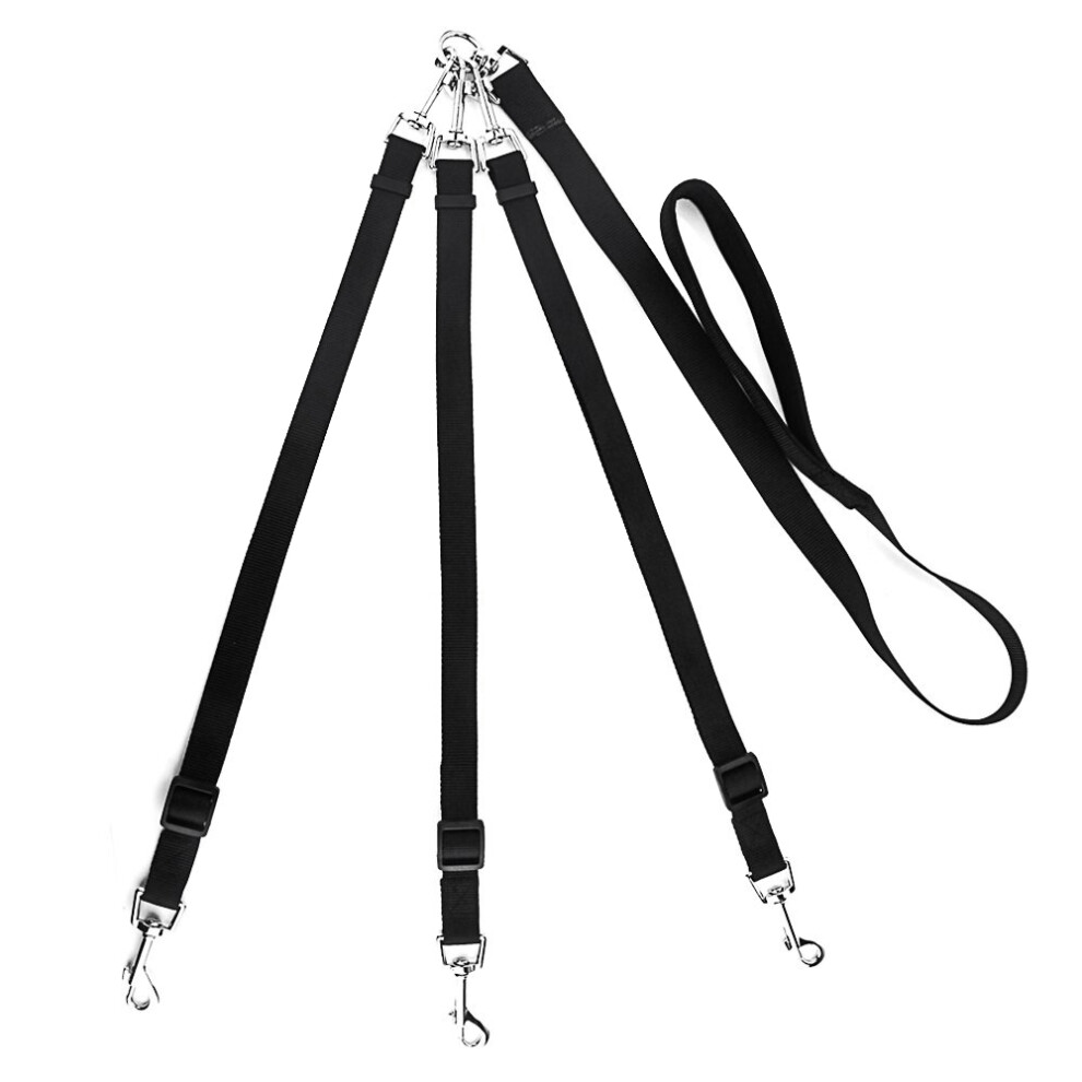 3 Way Dog Leash, Nylon Adjustable Coupler No Detachable 3 In 1 Multiple Dog Pet Cat Puppy Leashes (Black) Black 6031085139822