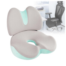 Memory Foam Lumbar Support Pillow for Office Chair, Ergonomic Seat Cushion for Lower Back Pain Relief, Breathable Washable Cover, Green