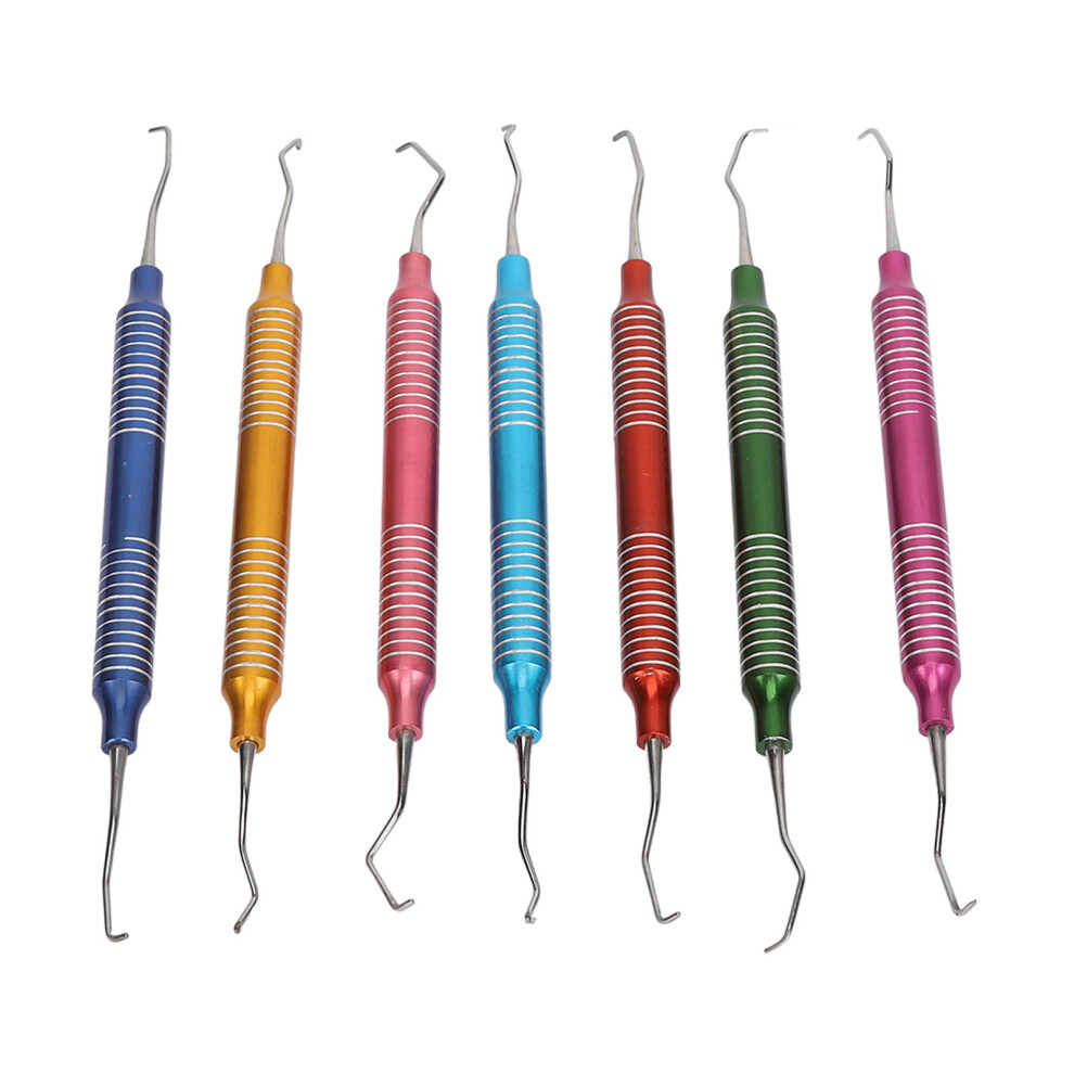 7Pcs Colorful Double Ended Anterior Posterior Tartar Remover Oral Hoe Scaler 4661388810764