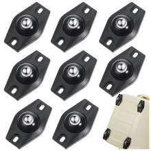 8 Pieces Self Adhesive Caster Wheels Swivel Wheels 360 Degree Rotation Sticky Pulley with Bearings (Black)