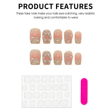 (M) Glitter Tip Christmas Fake Nails, Waterproof & Durable