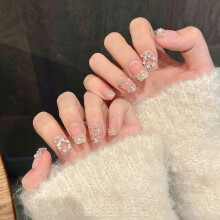 (XS) Glitter Tip Christmas Fake Nails, Waterproof & Durable