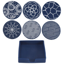 6Pcs Drink Coasters,Round Silicone Rubber Cup Pad with Storage Box,Suitable for Bar, Table Decoration, Protect Desktop