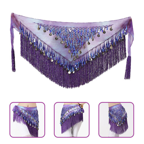 Belly Dance Hip Scarf Sequin Triangle Waist Wrap 1