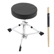 Adjustable Drum Throne with Padded Seat and 5A Drumsticks, Black Stable Drum Stool for Drummers