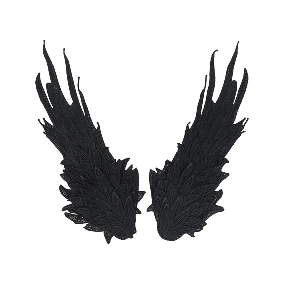 Penghui-Toys Unisex Black (Black) 1 Pair Angel\'S Wings Plume Design Hair Clip /White Color Option Embroidered Side Clip For Family Friends Neighbor