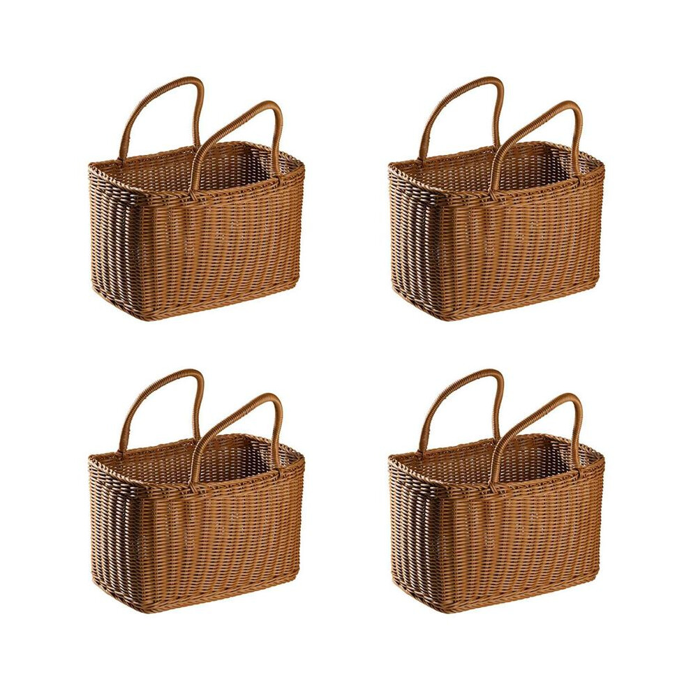 Semoic 4X Home Shopping Basket Hand Vegetable Basket Woven Basket Flower Arrangement Basket Imitating Rattan Picnic Bag