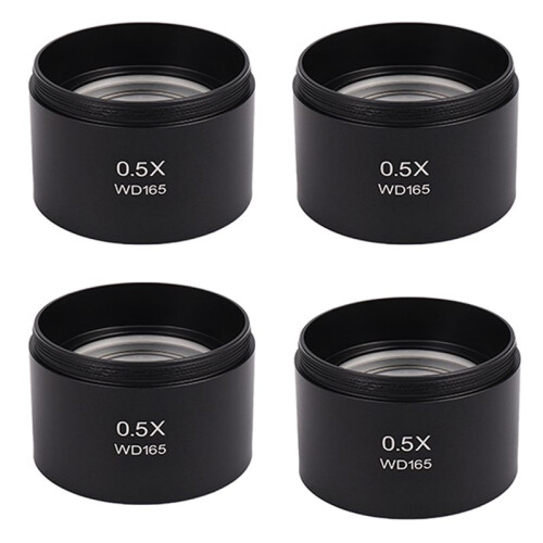 4X Lente Objetiva Auxiliar de Microscópio Estéreo Wd165 0,5X Lente Barlow com Rosca de Montagem de 1-7/8 Polegadas (M48mm)