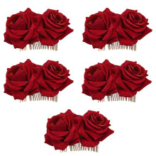 5X Rose Flower Clipe de Cabelo Slide Dançarino de Flamenco Pin Broche Flor Lady Hair Styling Clip Acessórios para o Cabelo
