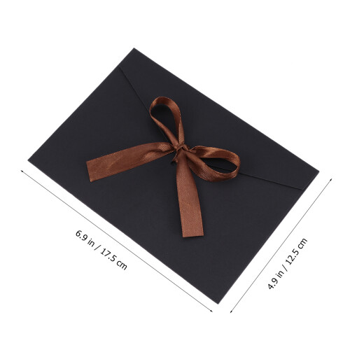 10Pcs Creative Bow Black Envelopes for Cards Classic Ribbon Tie Design 1
