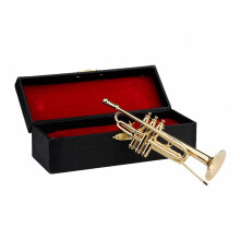 19cm Gold Plated Copper Mini Trumpet Model Ornament – Realistic Miniature Replica for Display or Teaching