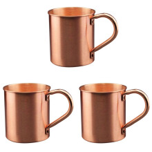 3X 450ML Copper Mug Water Cup Moscow Mule Cup Straight Body Curling Cup Bar Cocktail Glass Beer Mug
