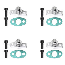 4X AN10 Turbo ÖL RüCklauf Flansch Adapter Satz für Garrett GT28 GT30 GT35 T25 mit M8X1,25 mm Schrauben Silber