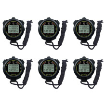 6X Digitale Sport Stoppuhr, 10 Runden /Split Speicher Stoppuhr Countdown Timer, GroßEs Display, Wasserdichte 12/24 Stunden Uhr
