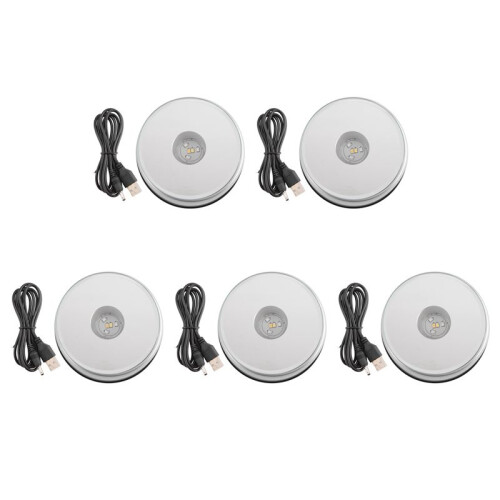 5X Display Turntable Base for Crystals Glass Art,LED Colored Rotating Crystal Display Base Stand with USB Cable