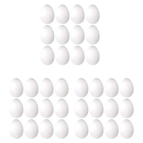 72 Pack 3 Inch Easter Foam Egg White  Egg  Egg Foam Natural Polystyrene Egg Foam Handmade Egg 1