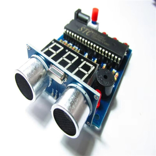 51 Single-Chip Microcomputer Ultrasonic Distance Measuring Equipment Parking Sensor Alarm HC-SR04 Module DIY Kit 2