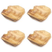 4X Wooden Fruit Salad Serving Bowl Hand-Carved Root Bowls Living Room Real Wood Candy Bowl 20-24cm