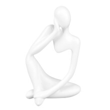 Resin Thinker Skulptur Abstrakte Dekoration für Regale & Büro Weißer Abschluss 25cm