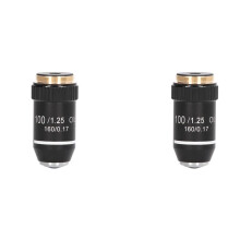 2X Biologische Microscooplens, 195 Achromatische Zwarte Objectieflens 100X Olie Krachtige Objectiefinterface 20,2 mm Schroefdraad
