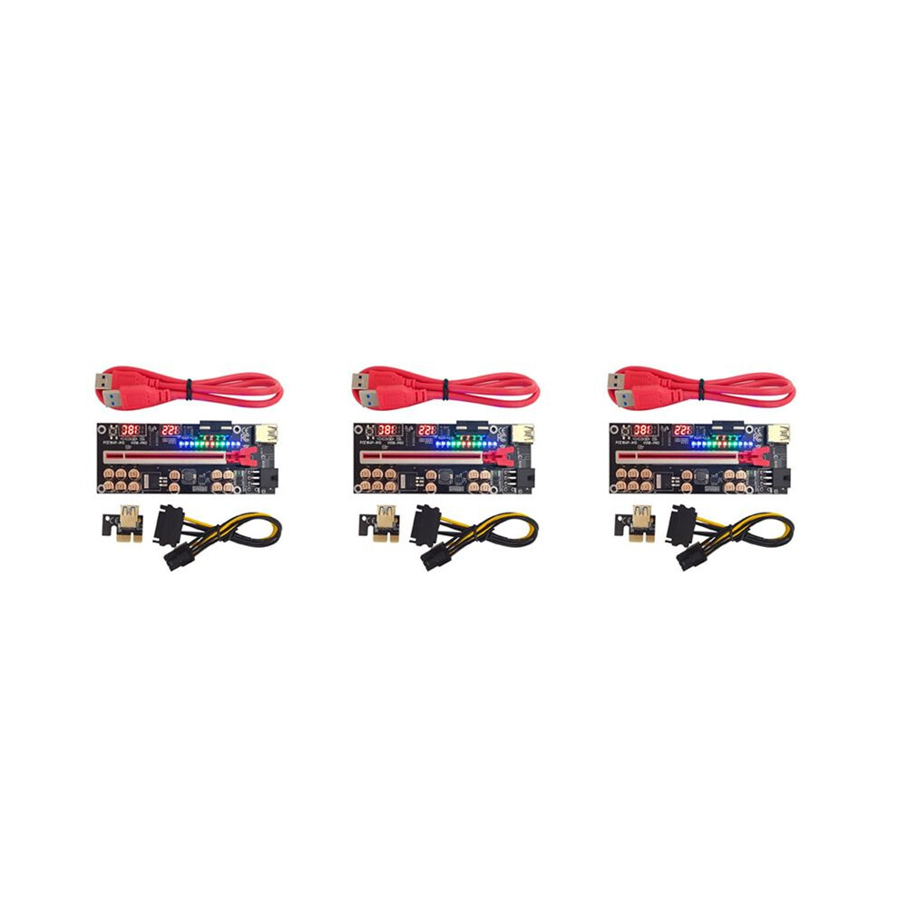 3X Ver018 Pro Pci-E Riser Card Usb 3.0 Cable 018 Pci Express 1X To 16X Extender Pcie Adapter For Btc Mining(Red) Red 4712762718111