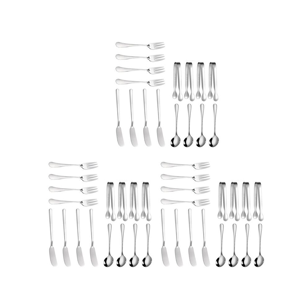 Semoic Silver Cheese Butter Spreader Knives Set 48 Pieces Charcuterie Accessories Stainless Steel Butter Knives Serving Tongs (Silver)