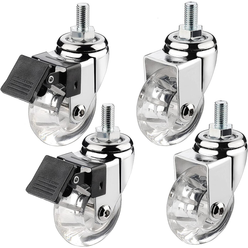 Threaded Stem Swivel Casters, Heavy Duty Pu, 2 Inch 50Mm M8x15mm, 4 Pack 2 With Brakes 2 Swivel 9169991391557