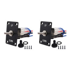 2X Rocker Toggle Switches Momentary 6 Pin 3 Position ()-Off-()/Down Polarity Reverse with Panel,Wires Cap