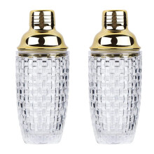 2X 13Oz Glass Cocktail Shaker Set - Glass Shaker for Cocktails, Drink Shakers Cocktail and Cocktail Shakers Gold
