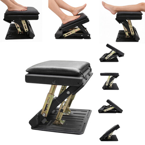 Adjustable Under Desk Foot Rest, 4Level Height, Foldable, 140 lbs Load, for Office Chair